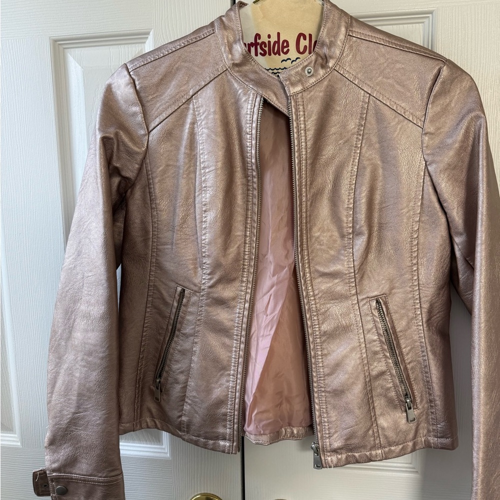 Baccini Metallic Rose Leather Jacket